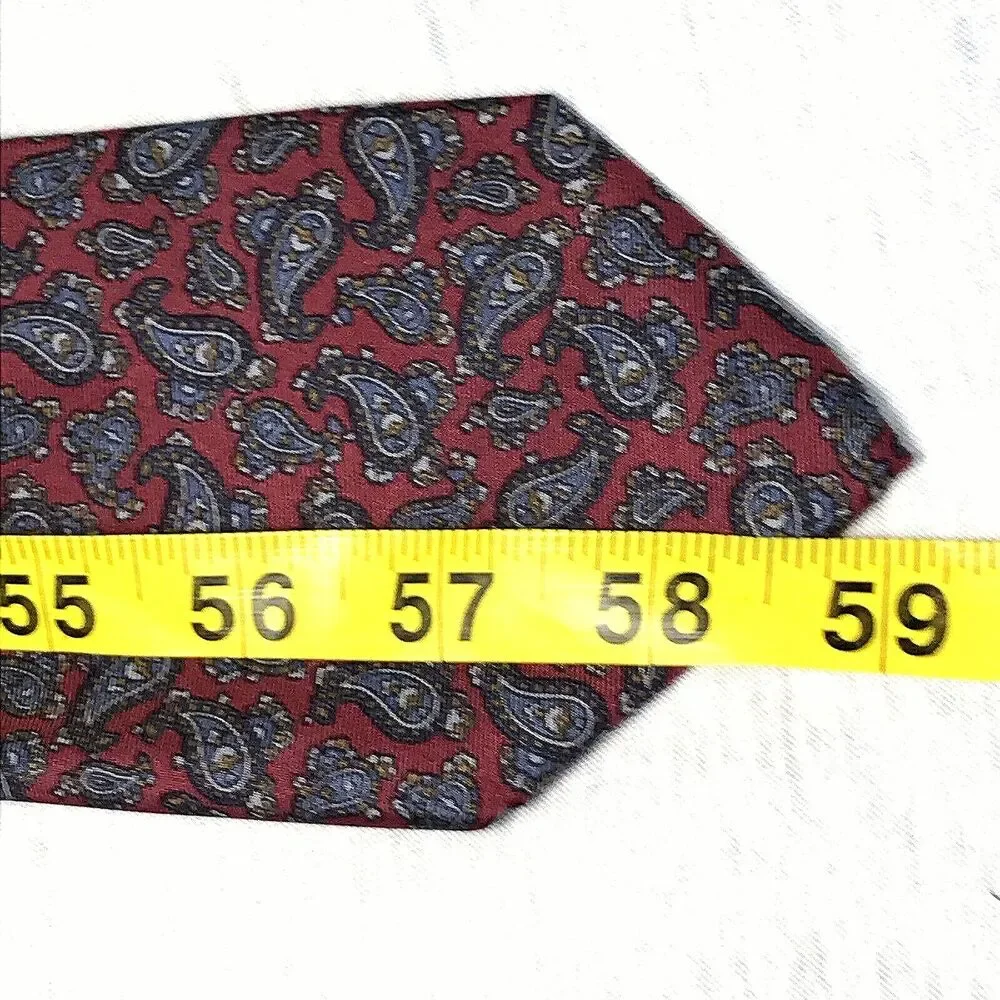 Chaps Ralph Lauren Vintage Tie Paisley Red Purple Silk Academia Old Money Preppy